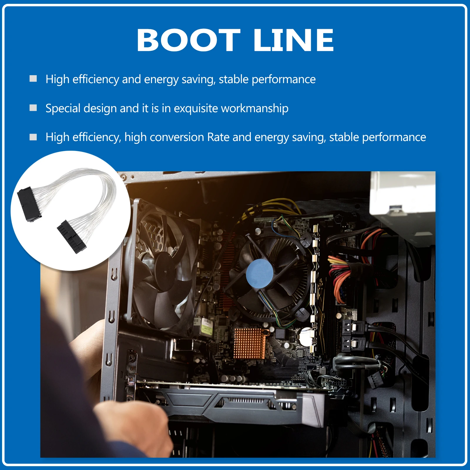 

24Pin Atx Motherboard Male To Female Compatible With 20Pin Boards Internal Pc Wire Supply For Computer Accessory