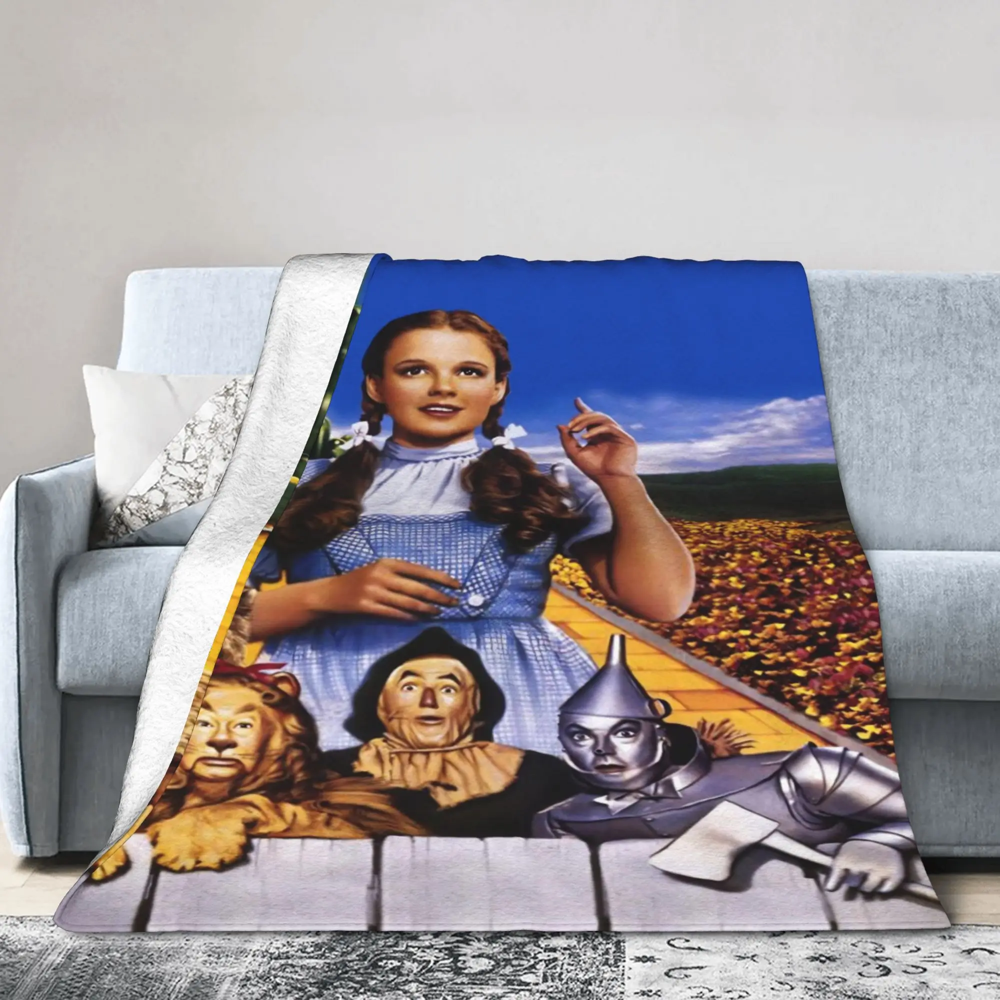 Wizards of Ozs Movie Blanket Cowardly Dorothy Tin Toto Flannel Throw Blanket Bed Sofa Printed Ultra-Soft Warm Bedspreads