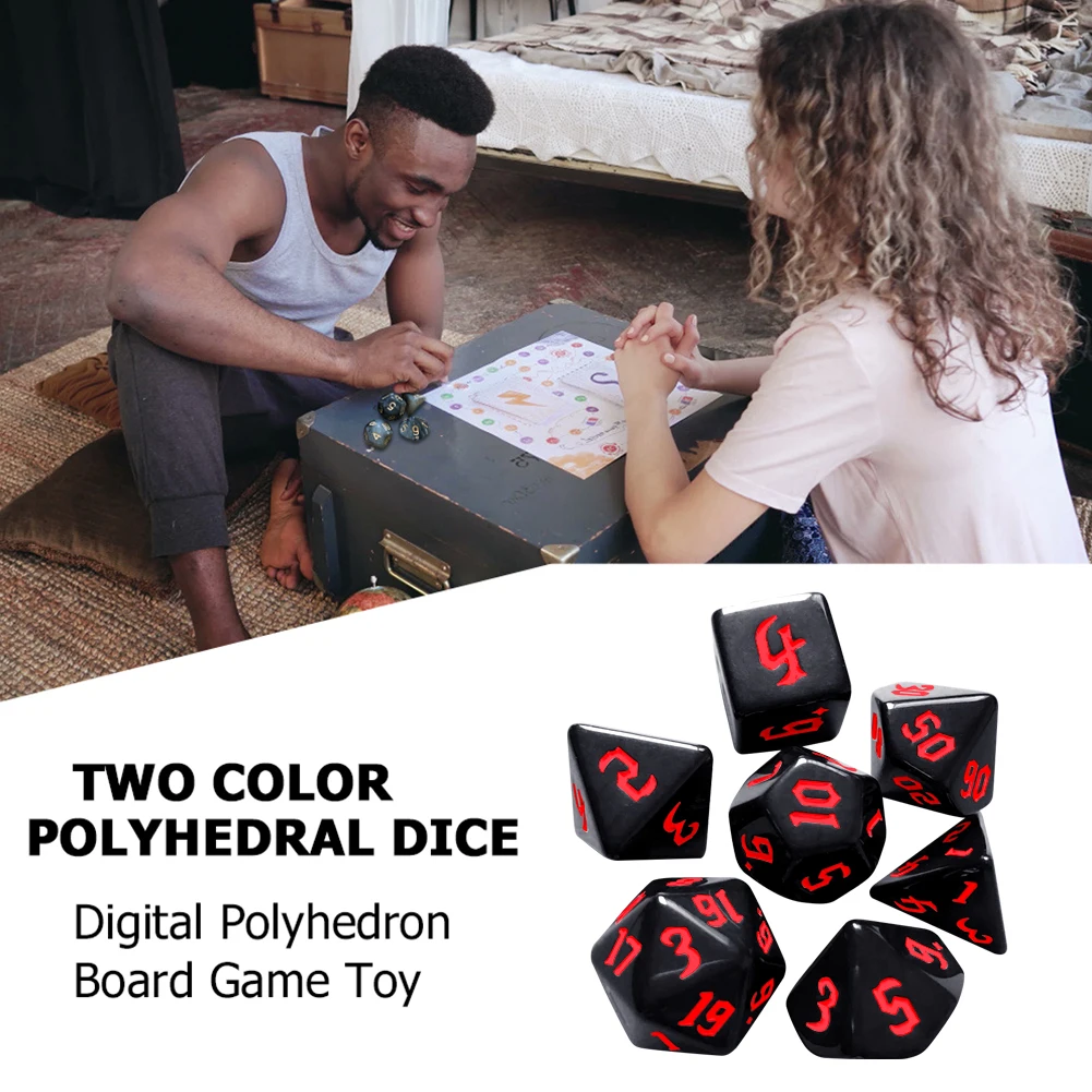 Opaque Colors Polyhedral 7-Piece Dice Set D4 D6 D8 D10 D% D12 D20 for Tabletop Role Playing Games Playing Props