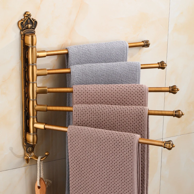 

Space Aluminum Towel Holder 360 Rotating, Wall Mounted Bathroom Shower Rail Rack, European Kitchen Organizer, Easy Install