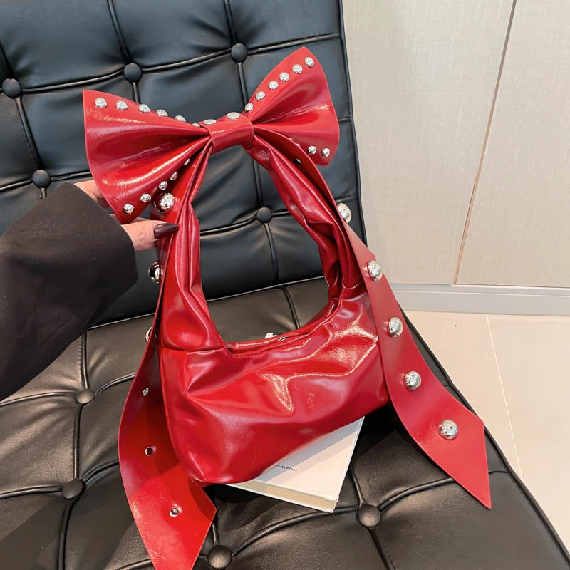 بو ريترو برشام القوس 2025 الساخن بيع تحت الإبط حقيبة يد بلون مشبك الاسلوب المناسب العصرية تنوعا حقيبة كتف نسائية