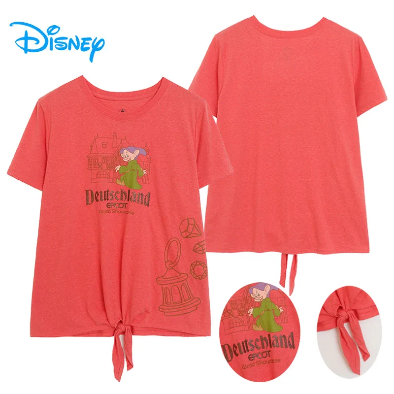 

Disney Dwarfs Dopey Cartoon T Shirt O Neck Hem Knotted Lace Up Tee Women Casual Loose Tshirt Top Short Sleeve Summer Streetwear