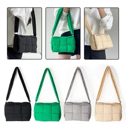 Women Padded Satchel Bag Versatile Solid Messenger Bag Lightweight Woven Shoulder Bag Puffer Tote Handbag Sling Bag with Purse