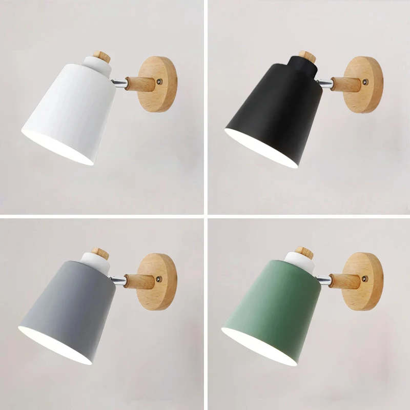 

Modern LED Wall Lamp Macaron E27 Blub With Plug For Study Bedroom Bedside Hallway Living Room Home Decoration Lighting Fixtures