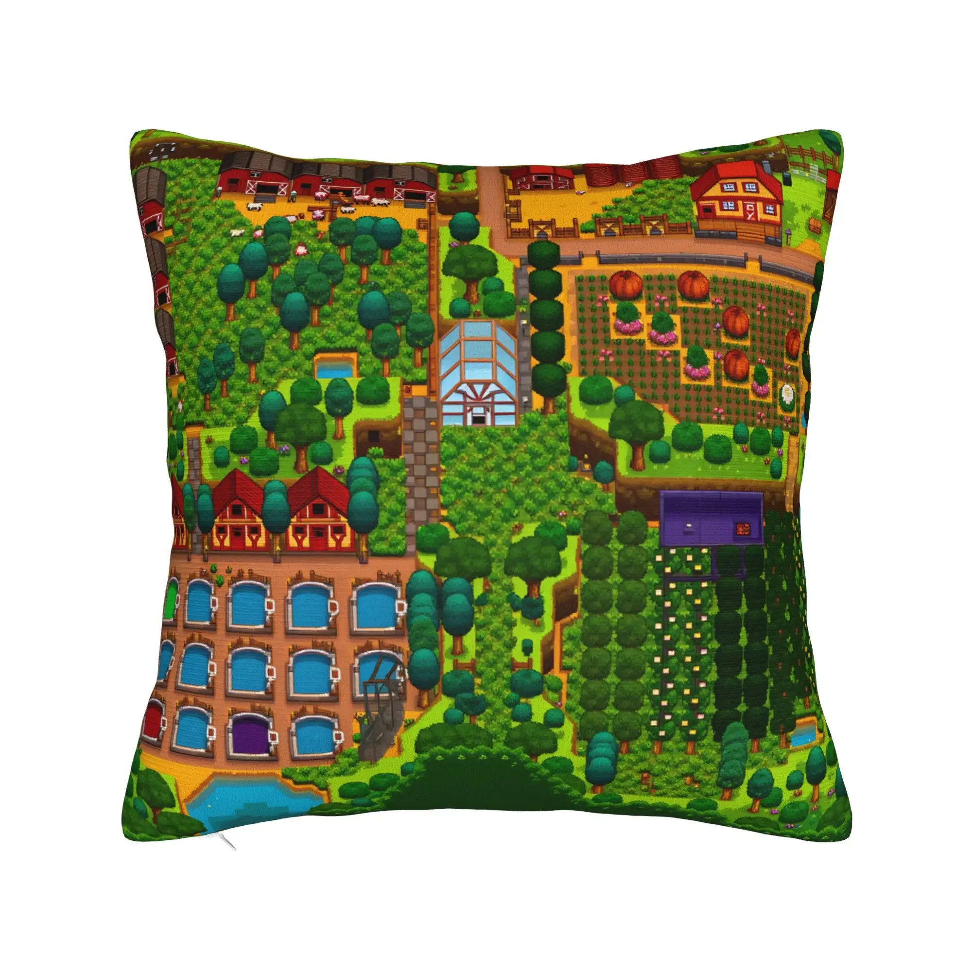 Pillow Case Stardew Valley Game Forest Farm Layout  Comfy  Pillow Cover For Office Car Home Decor Cute Funny Pillowcases