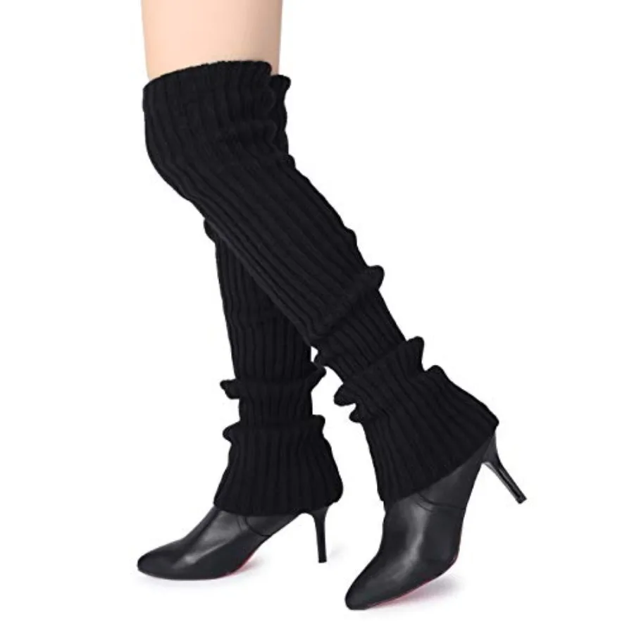 Pareberry feminino inverno acima do joelho meias altas sem pés malha quente aquecedores de pernas longas para clima frio atividades ao ar livre ideais para