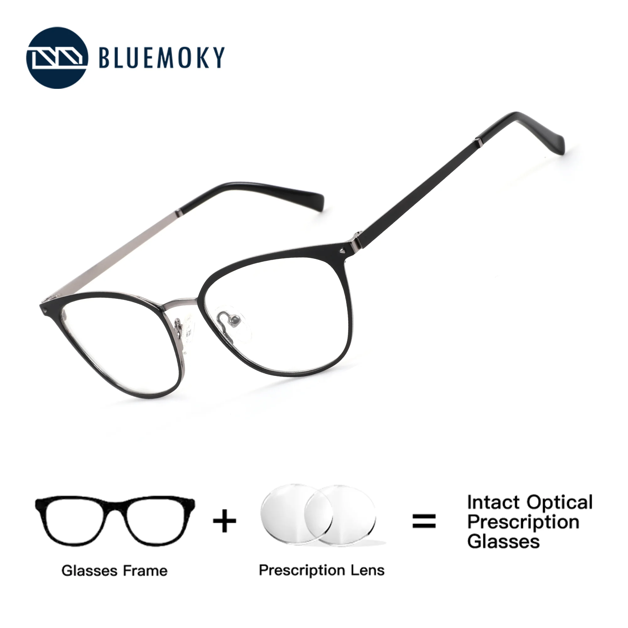 

BLUEMOKY L Size Metal Square Custom Prescription Glasses Graduated ﻿Popular Man Myopia Optical Lenses Anti Blue Light