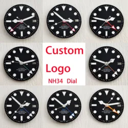 Dial 28.5mm custom logo dial GMT four pointer green night light watch dial suitable for N H 3 4 movement watch accessories rep