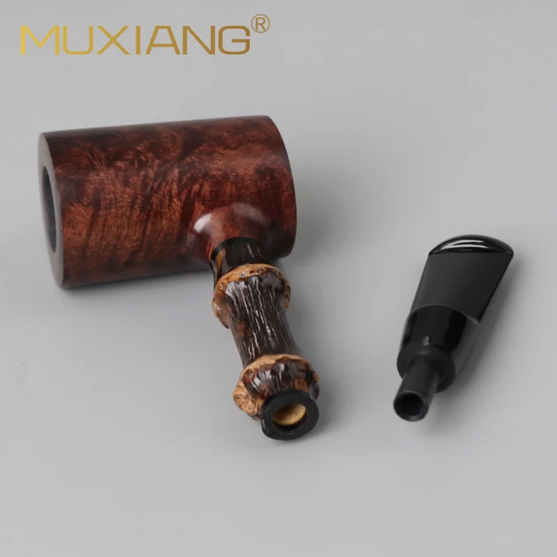 Briar wood pipe, handmade bamboo handle, hammer pipe 3mm filter, short handle master pipe