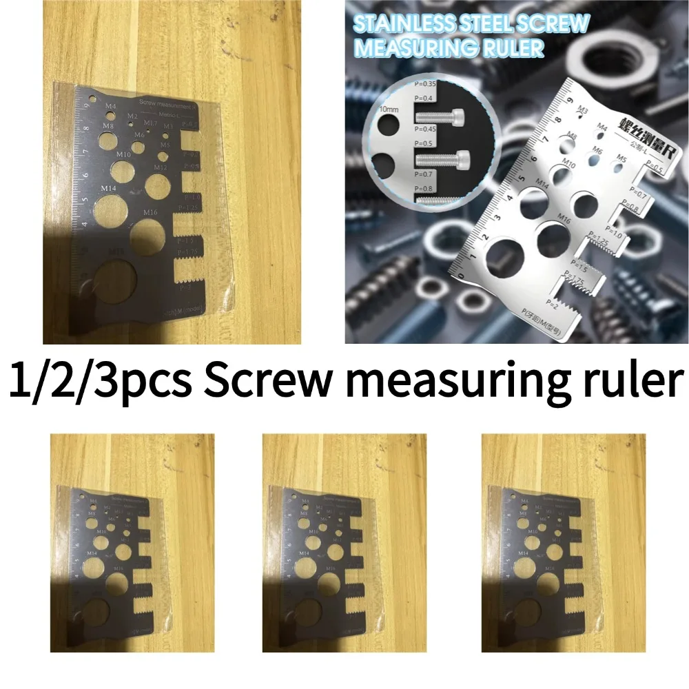 1/2/3PCS Screw Thread Pitch Gauge Ruler Measuring Tool Bolt Nut Metric Machining Threads Screw Cutting Gauge Angle Model Tool