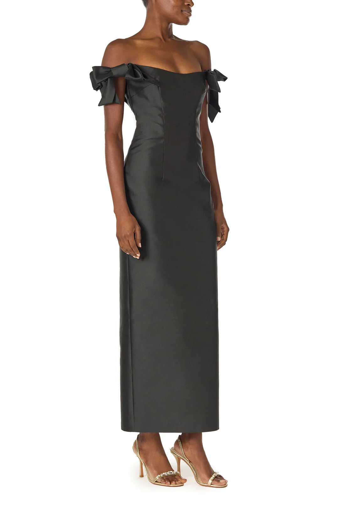 Maßgeschneiderte kurze schwarze Taft-Abendkleider mit Rüschen/Schlitz فسات Precios 1923 Knöchellanges Ballkleid für Frauen