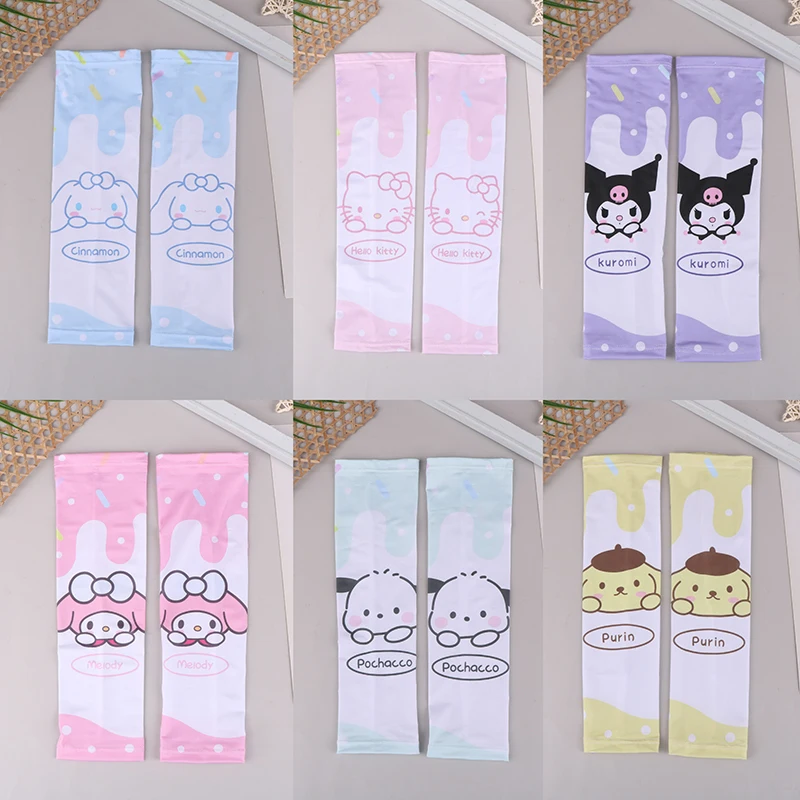 Sanrio Anime Cinnamoroll 1Pair Kids Arm Sleeves Sun Protection Cooling UV Protection Sleeves Anti-Slip Ice Silk Arm Covers Cute