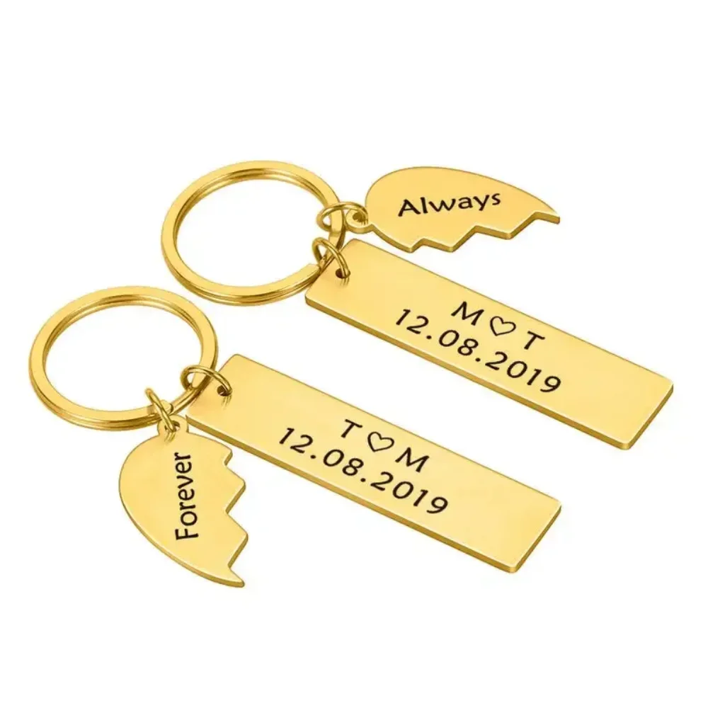 

Customized Keychain Men Women Personalized Name Stainless Steel Couple Keychains Custom Letter Key Chain Jewelry Couple Gifts