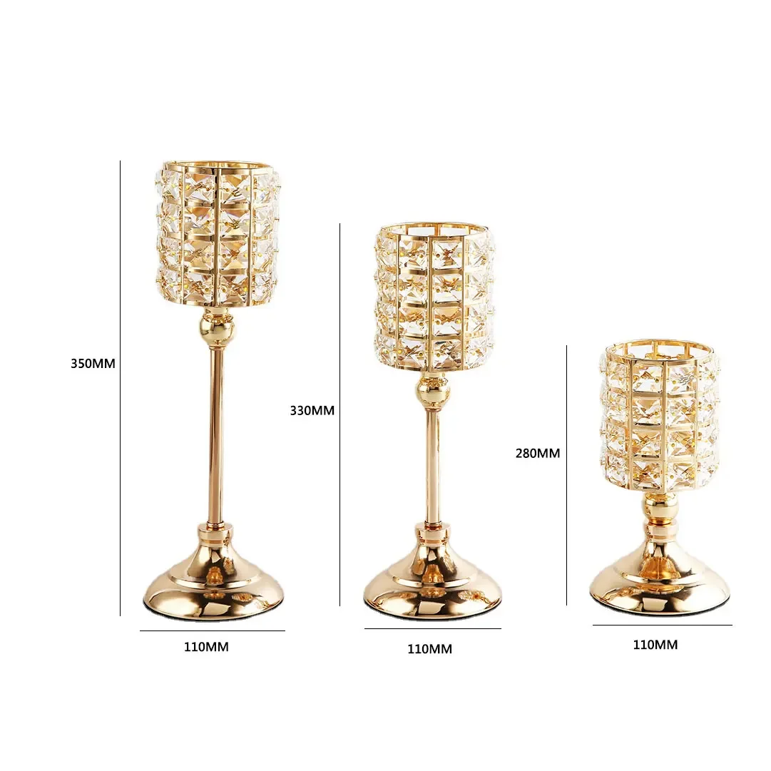 Nordic Candlestick Ornaments Gold Light Luxury Crystal Home Romantic  Decoration Wedding Props Candle Holders Candle Stand