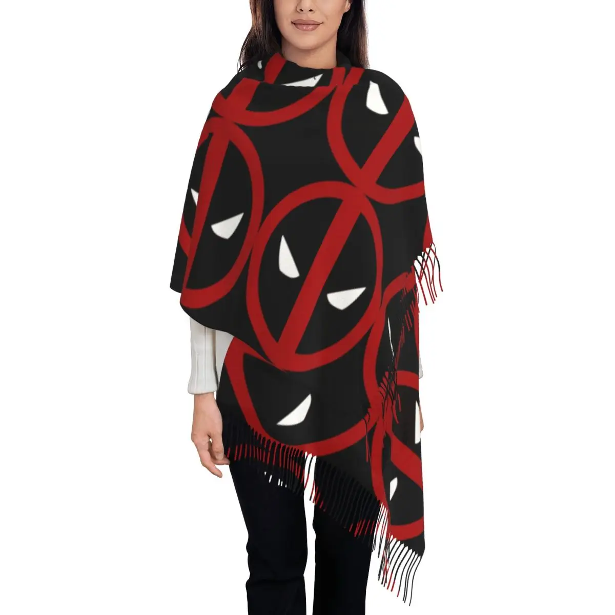 Custom Print Superhero Scarf Women Men Winter Fall Warm Scarves Deadpool Sympol Shawls Wraps