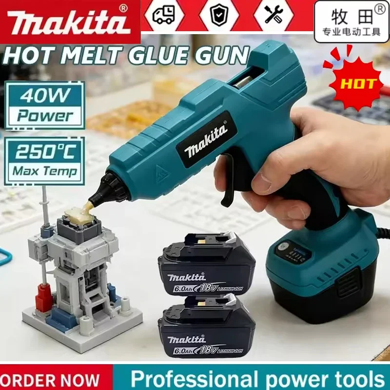 Makita Cordless Electric Glue Gun 18V Battery Powered Hot Melt Welding Air Gun for Home Crafts DIY 11mm Glue Sticks