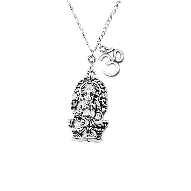 Ganesha hindu God Necklace, Women Men Spirituality Yoga Pendant Necklace Hindu elephant god Ganesh Religion Jewelry Gifts