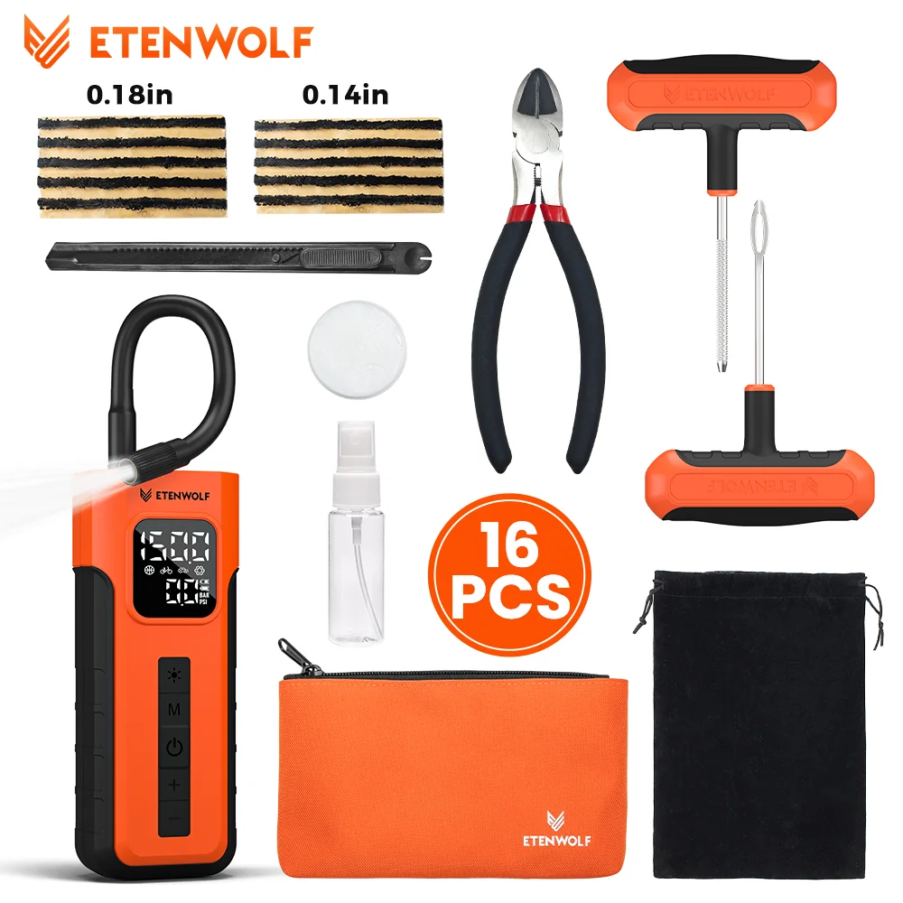 

New ETENWOLF C2 Combo Tire Inflator & Tire Repair Kit, Tire Plug Kit Instant Flat for Cars Trucks Cordless Emergency
