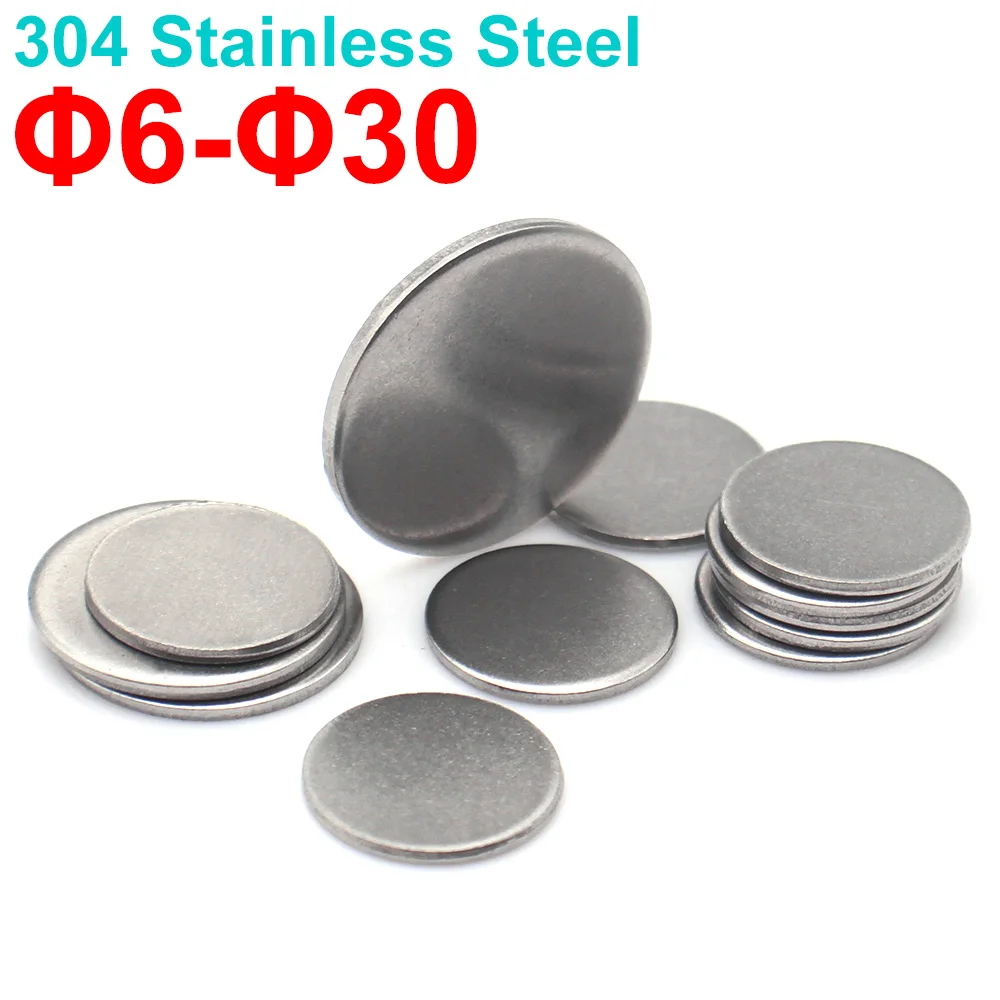 5-50pcs 304 Stainless Steel Solid Round Disc Washer No Hole Flat Metal Plate Blank Circle Sheet Plug Cap Dia 6mm-30mm