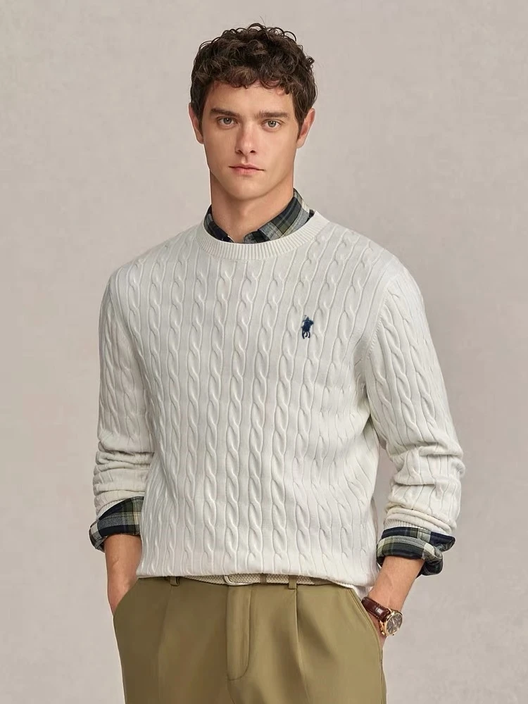 Fashion Brand Sweater Classic Paul Pony Embroidery Design Men's Round Neck Autumn Winter Korean Casual Jacquard Knitted Pullover