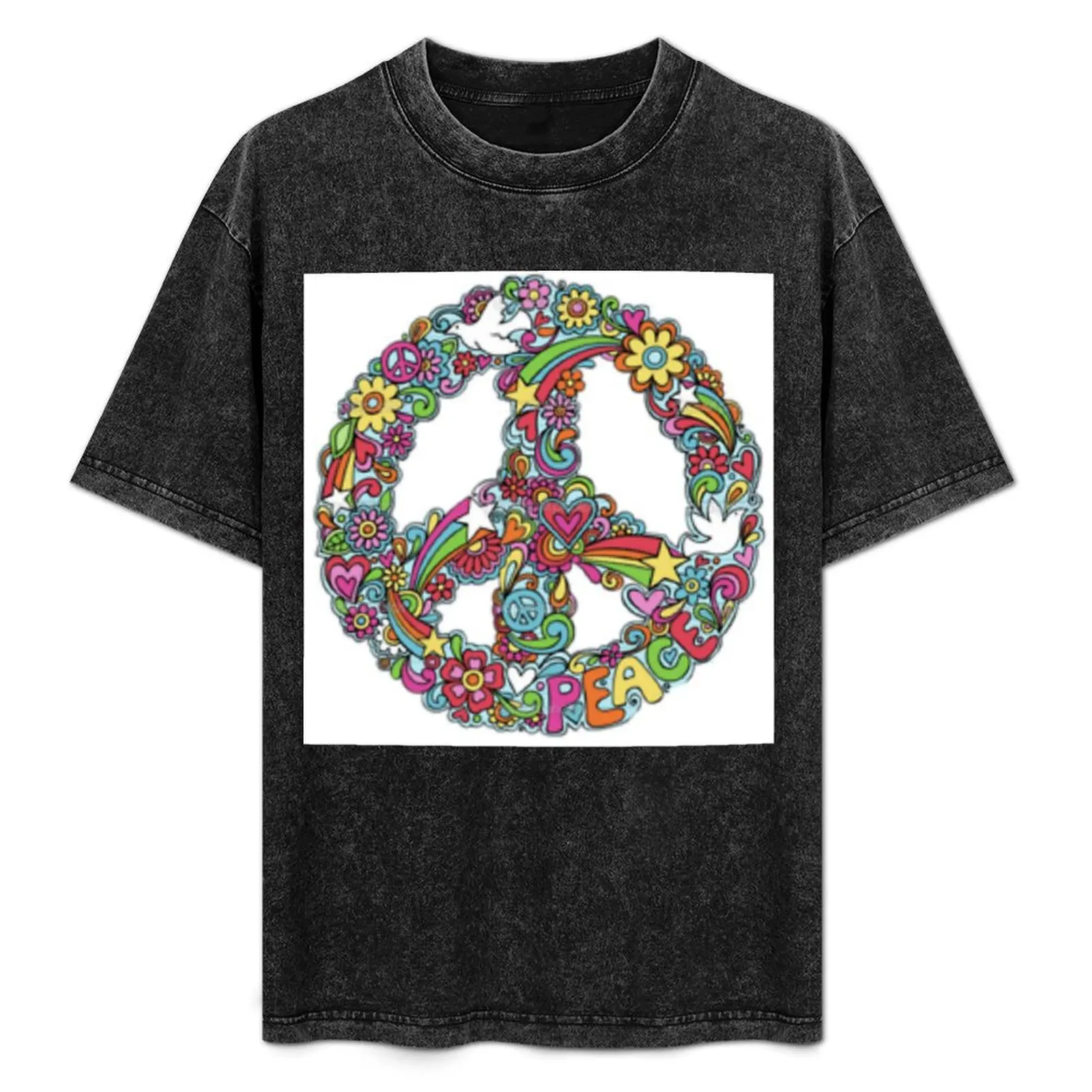 

Colourful Peace Sign T-Shirt oversized graphic tee heavyweights anime stuff mens t shirts casual stylish