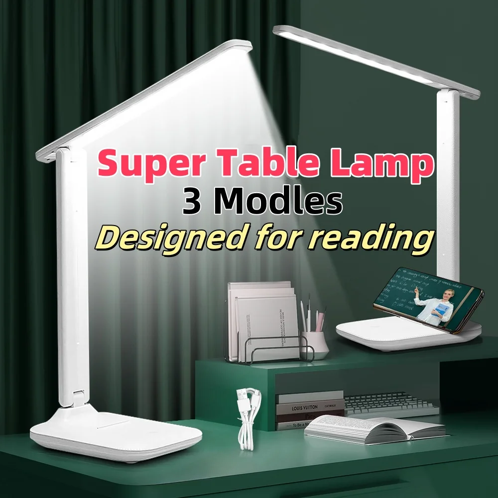 

Super Table Lamp Foldable Led Desk Lamp 3 Type Stepless Dimmable Touch Bedside Reading Eye Protection Night Light USB Chargeable