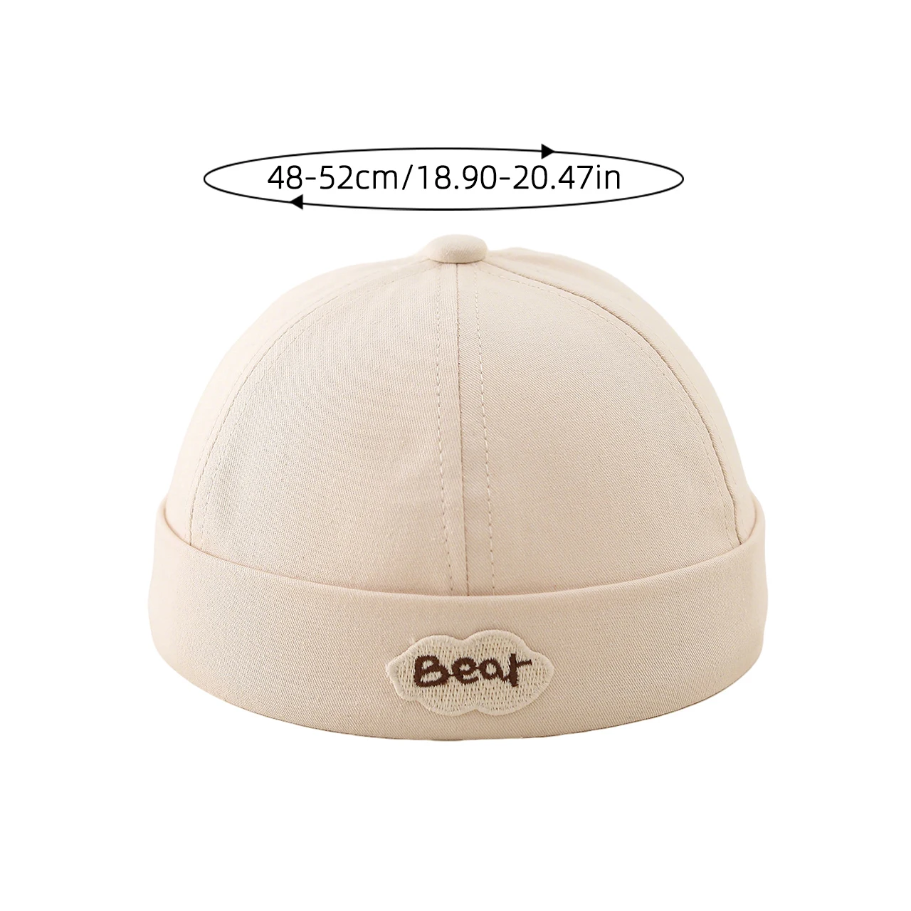 Cute Bear Baby Docker Hat Solid Color Dome Melon Cap for Toddler Boy Girl Summer Adjustable Cotton Brimless Beanies - view 6