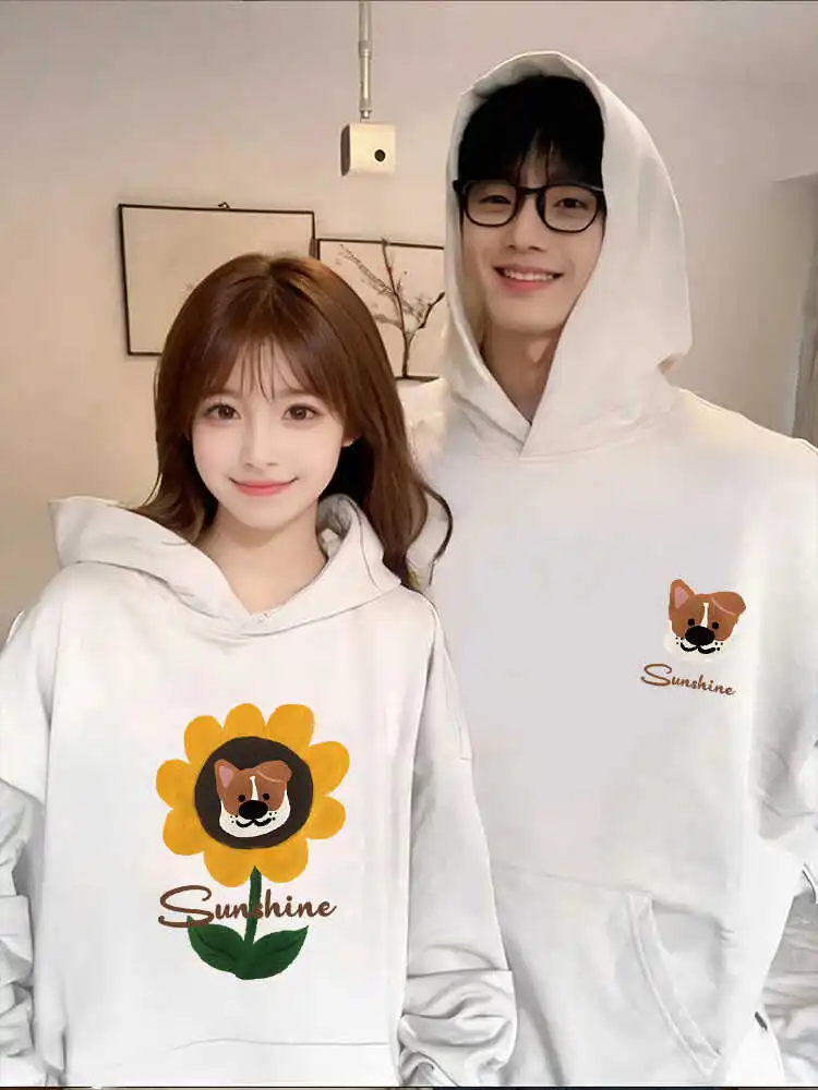 

Sunflower Pattern Couple hoodies 2024 New Spring and Autumn High-quality Casual Hooded Sweatshirts