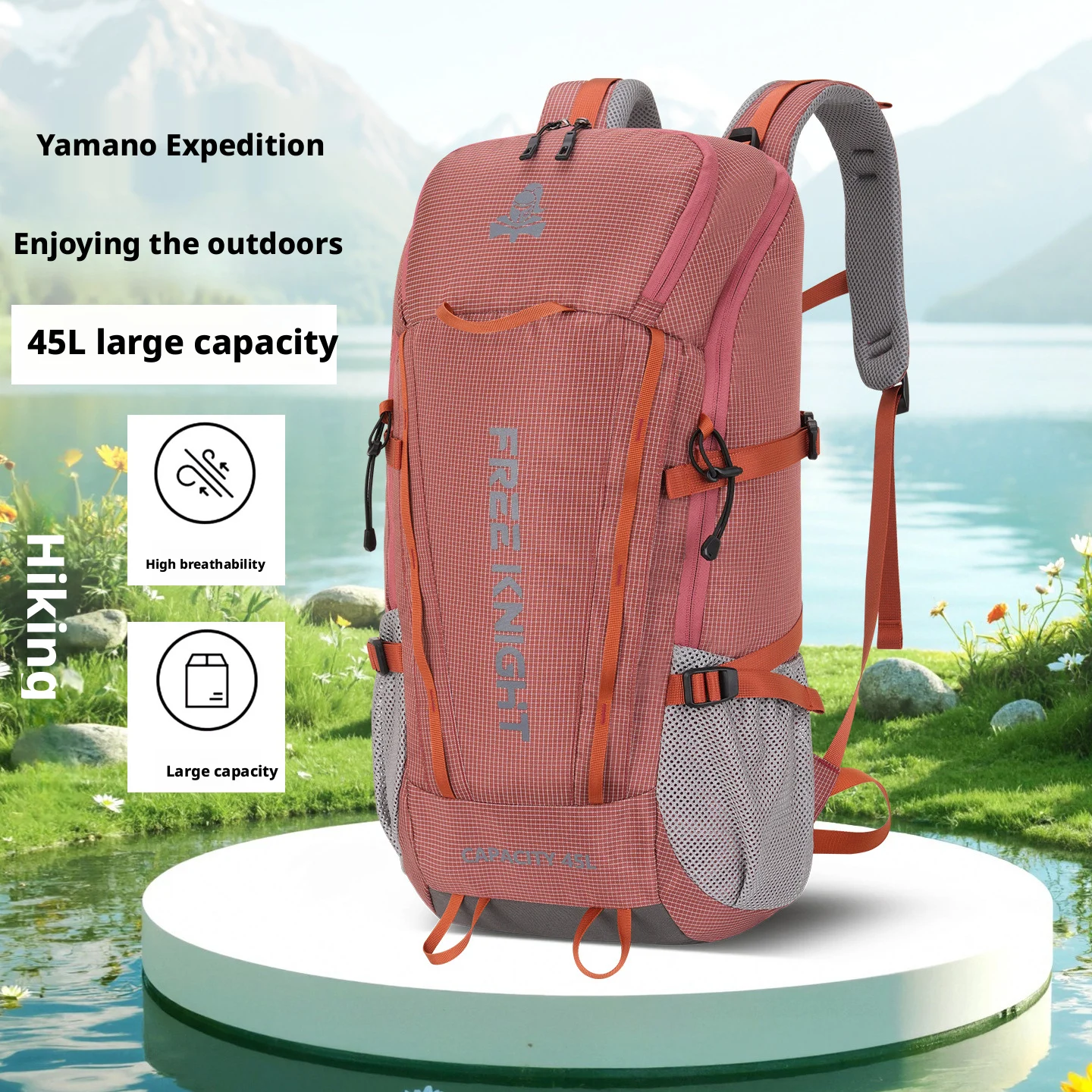 

2026 New Arrival Brand FREE KNIGHT Outdoor Bag 50L Backpack Hiking Travel Camping Backpacks Survival Whistle Send Rain Cover