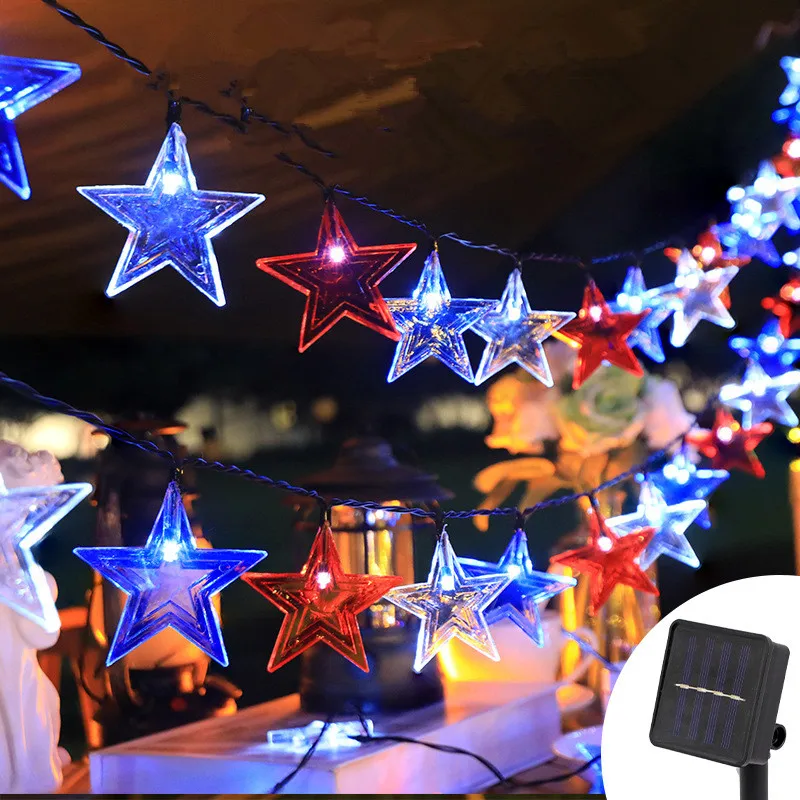 Leds Solar String Lights For Outdoor Acrylic Stars Lights Waterproof Holiday String Light For Garden Patio Landscape 100