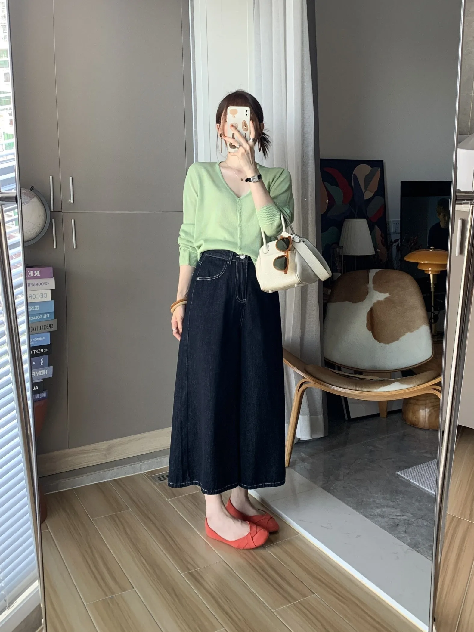 

Женские джинсы Miss White Belladonna с высокой талией и широкими штанинами, летние, в корейском стиле, темно-синие/черные, для повседневной носки, из мягкого дышащего хлопка