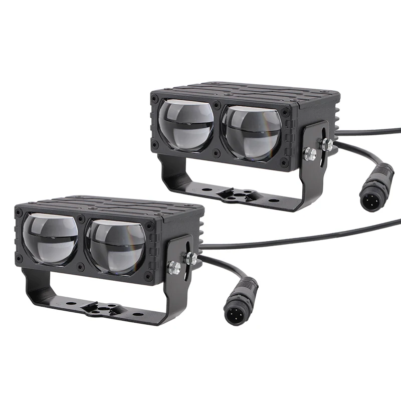 Waterproof 12V 24V Car Led Grille Light Fog Light Two Lens White Light 6000K High Low Beam for Off Road Truck SUV