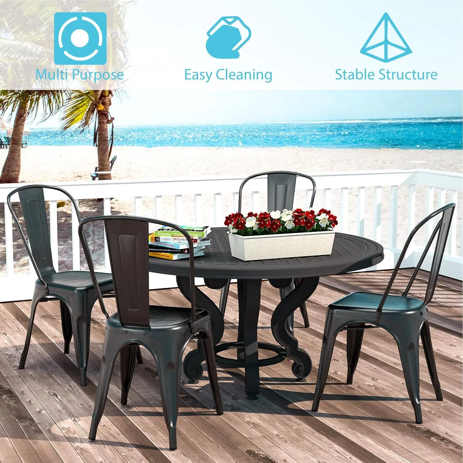 Juego de 4 sillas de puerta, sillas de metal para comedor, cocina, barra lateral de silla apilable para restaurante de altura, capacidad de peso de 500 libras