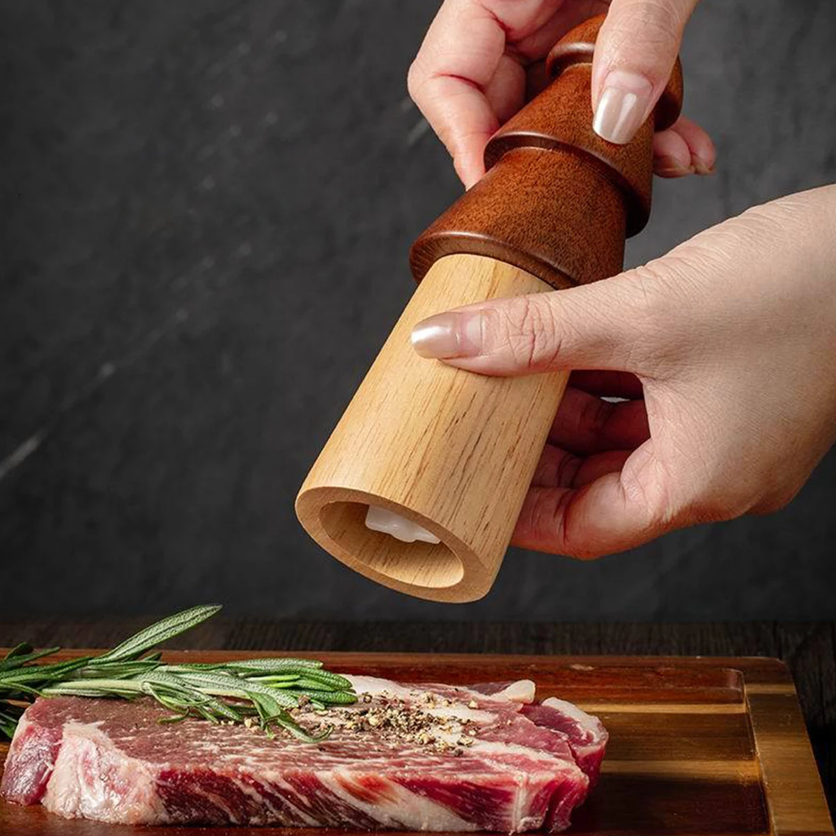 1PC-Small tree pepper grinder kitchen home use acacia wood oak black pepper rose salt pepper mill wooden grinding bottle