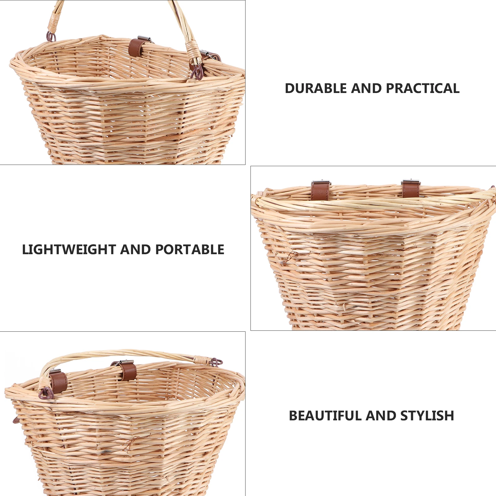 Cesta dianteira da bicicleta salgueiro natural grande capacidade para telefone guarda-chuva ciclismo ao ar livre rattan vime comida crianças cesta