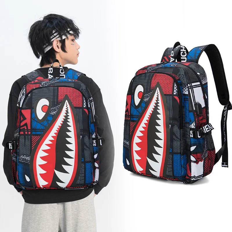 

Pupil Children Lightweight Backpacks For Grades Three To Six Fashionable Large Capacity Personalized Shark Backpack Man