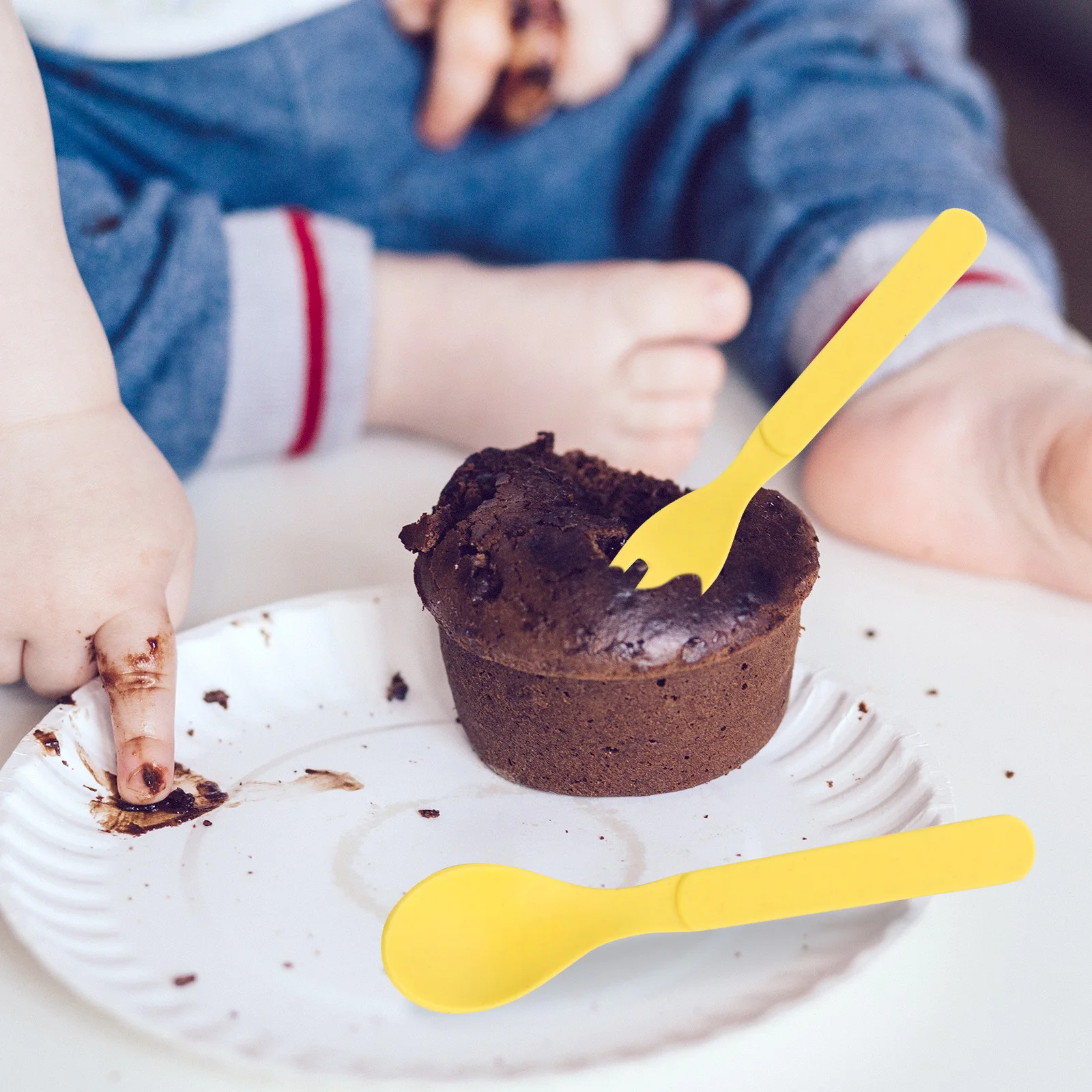 

10pcs Children Candy Color Fork Spoon Durable Bamboo Fiber Kids Cutlery Baby Mealtime Utensils Spoons Forks