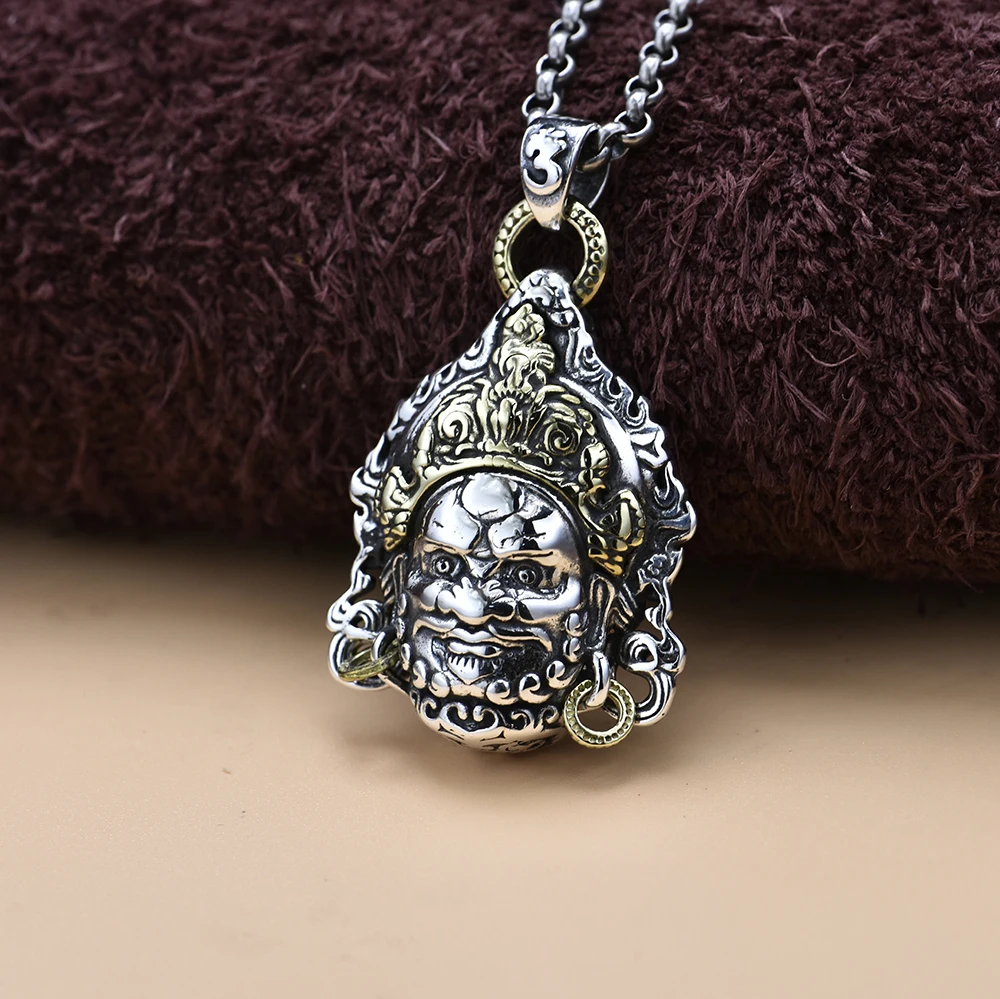 OANA 925 Silver and Yellow God of Wealth Pendant Seiko Retro Perfect Minority Handmade Buddha Statue Tibetan Jewelry