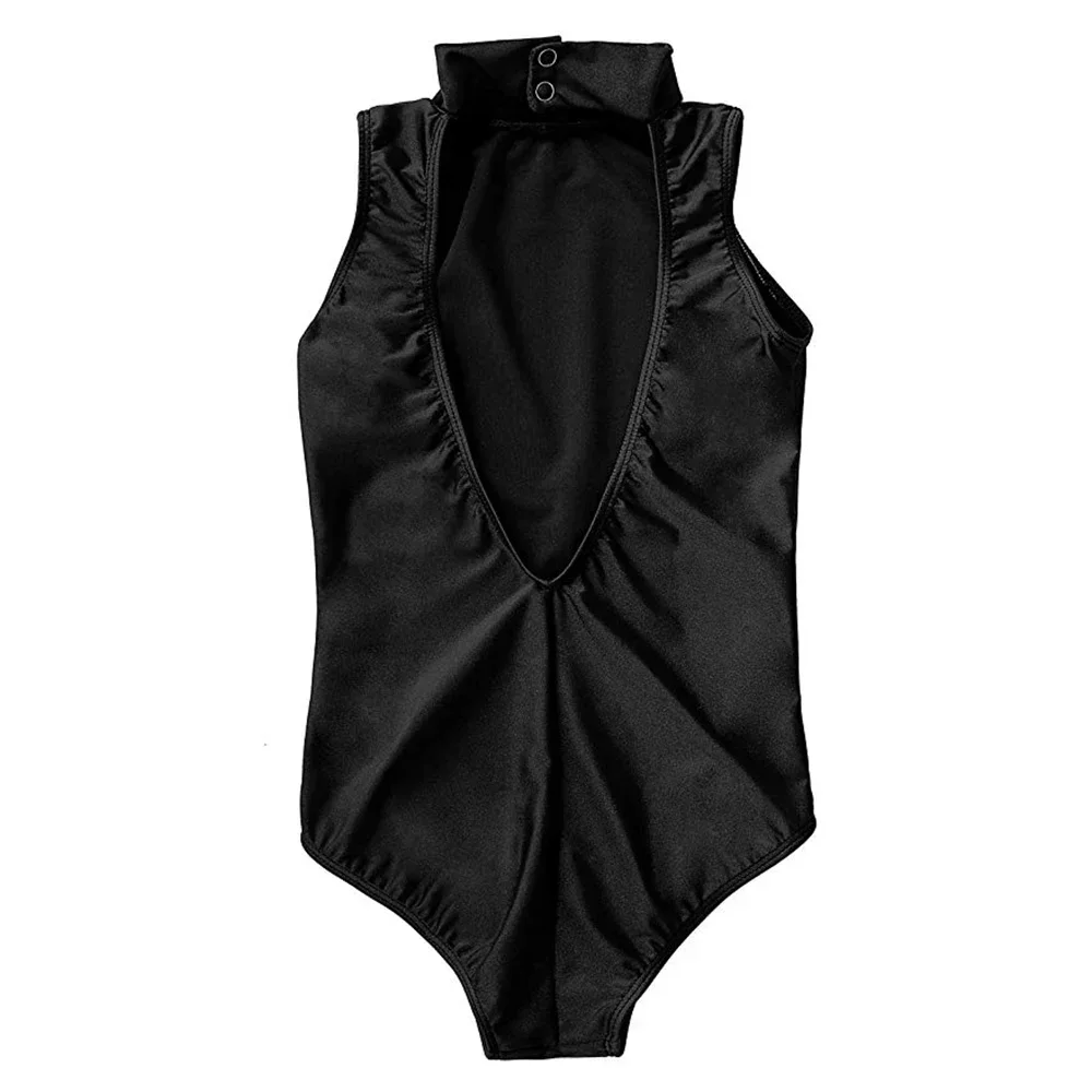 AOYLISEY-Kids الباليه يوتار ، بدون أكمام الياقة المدورة ، أزياء الجمباز للبنات ، رومبير سبانديكس ، بدلة رقص ، ظهر مفتوح