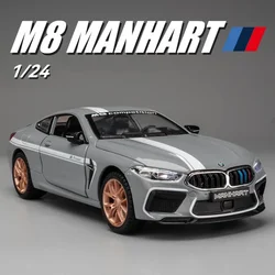 1:24 BMW M8 MH8 800 MANHART Vehicle Alloy Model Car Miniature Collection Diecast Metal Toy  Sound & Light Gift For Boys