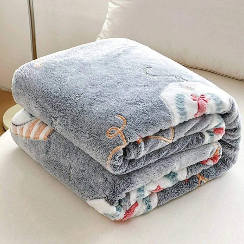 

Christmas Thickened Flannel Blanket Xmas Tree Santa Claus Reindeer Pattern Fluffy Soft Throw Blanket Keep Warm Merry Christmas