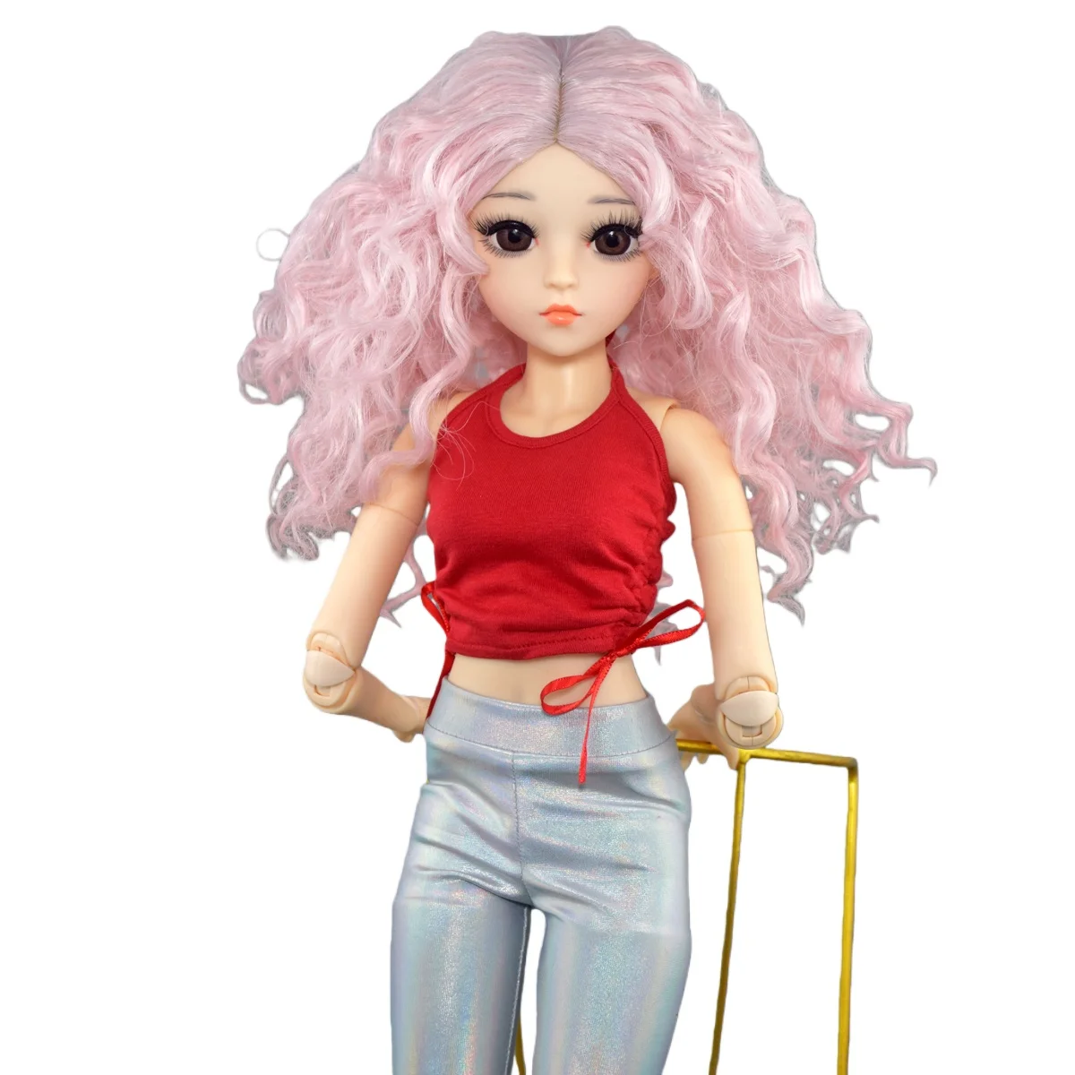 YUTOTUE 60cm Height Fashion Doll 18 Joints Body Female Doll Curly Wig Removable BJD Toy