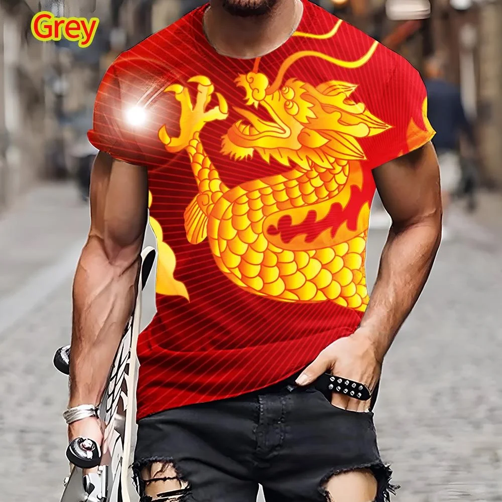 

New Fashion Dragon T Shirt 3D Printing Men's Casual Summer Cool Hip Hop Short Sleeve Top