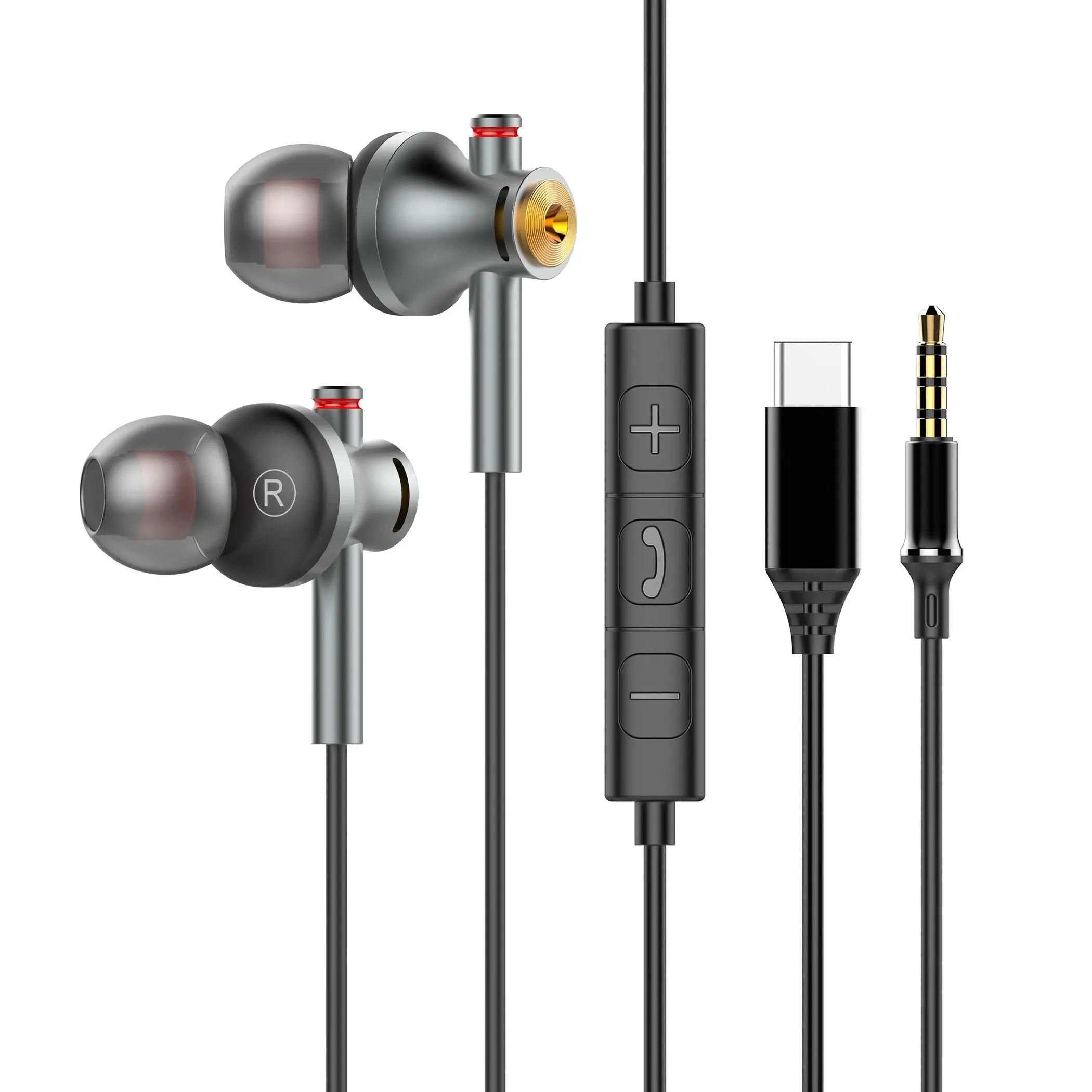 EARDECO 3.5 ملم/typec سماعات رأس سلكية باس سماعة داخل الأذن الألعاب ياربود الرياضة الموسيقى السلكية سماعة أذن مع هيئة التصنيع العسكري ستيريو