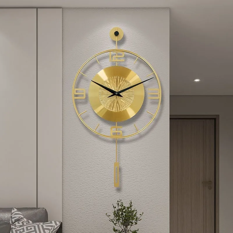 Modern Wall Clock Nordic Metal Wall Watch Luxury Elegant Large Pendulum Clocks Silent Minimalist Aesthetic Living Room Watches