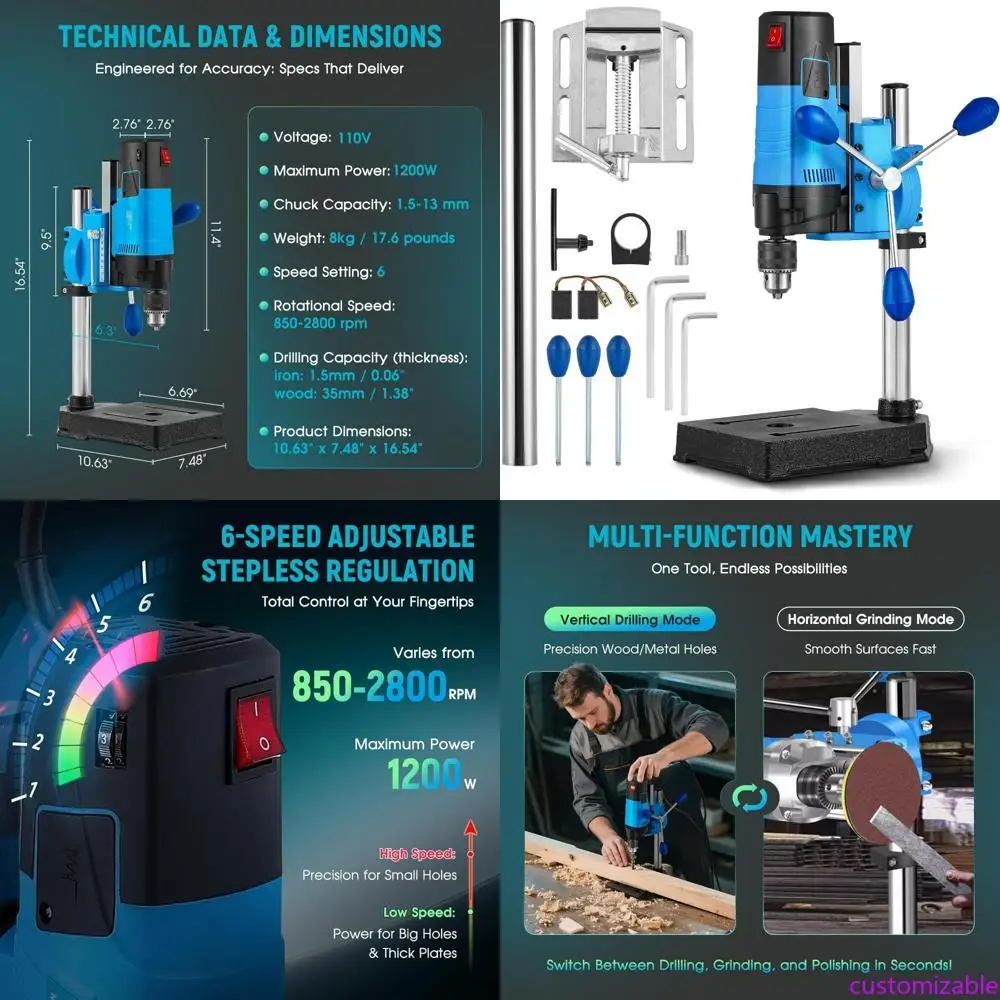 

Компактный 6-скоростной настольный сверлильный станок емкостью 2800 об/мин с точной рабочей станцией для вращающихся инструментов