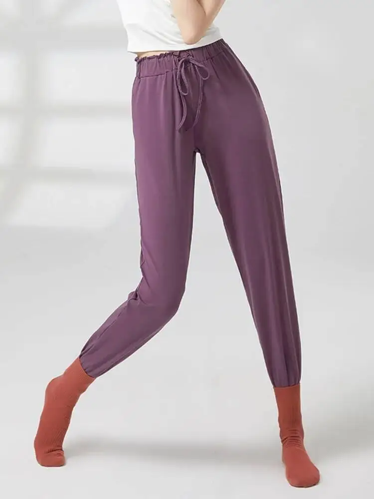 Pantaloni carota a vita alta in tinta unita per donna Pantaloni per costumi da performance con vestibilità ampia affusolata per danza classica per palcoscenico