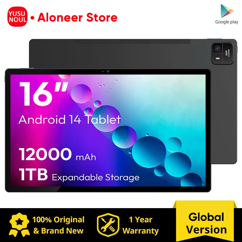 

Супербольшие 16-дюймовые планшеты, 12000 мАч, 1920x1200 IPS, 8 ГБ+256 ГБ+1 ТБ (расширяемая память), Helio G99, 8 ядер, Wi-Fi, Google Play Store, BT5.0