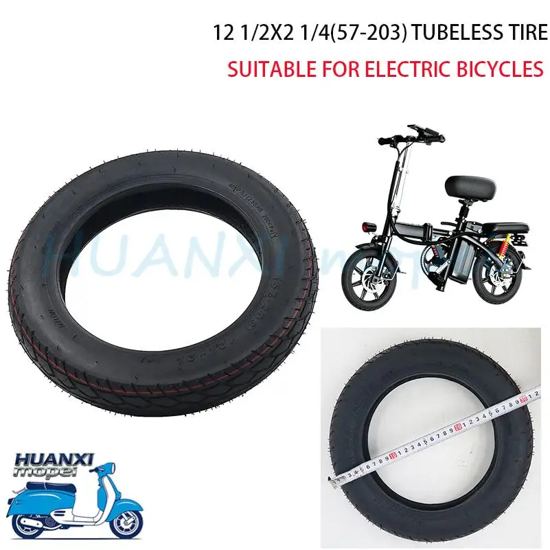 12 Inch Tubeless Tyre 12 1/2x2 1/4 (57-203) Vacuum Tire for Bike Stroller Urban Fits Many Gas 12x2.125 Outer Tyre Rubbe