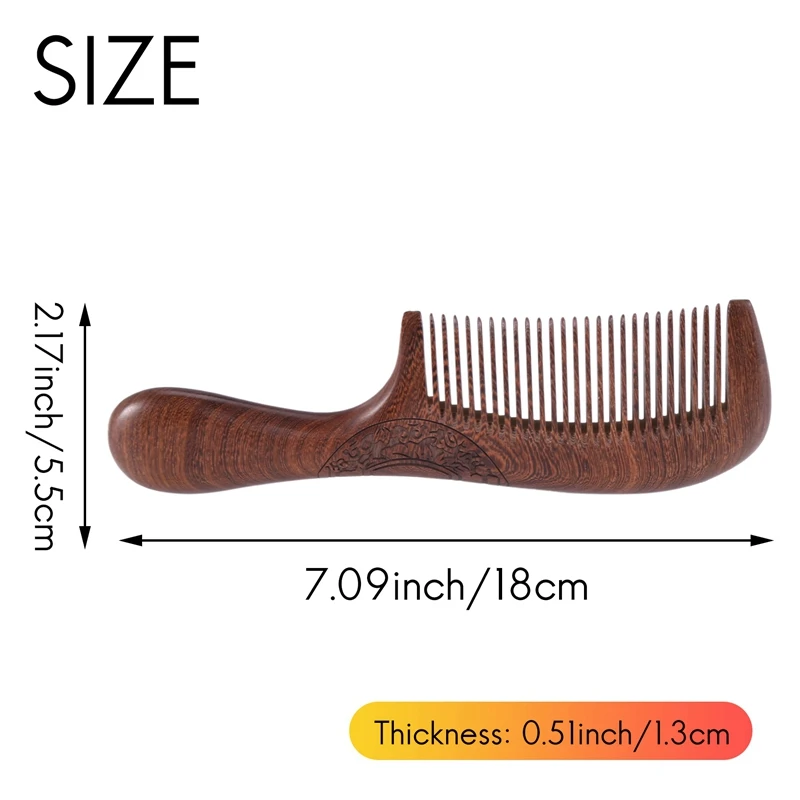 Unisex Sandalwood Comb Women Men Home Travel Wood Anti-Static Fine-Tooth Comb Wooden Handles Hair Comb